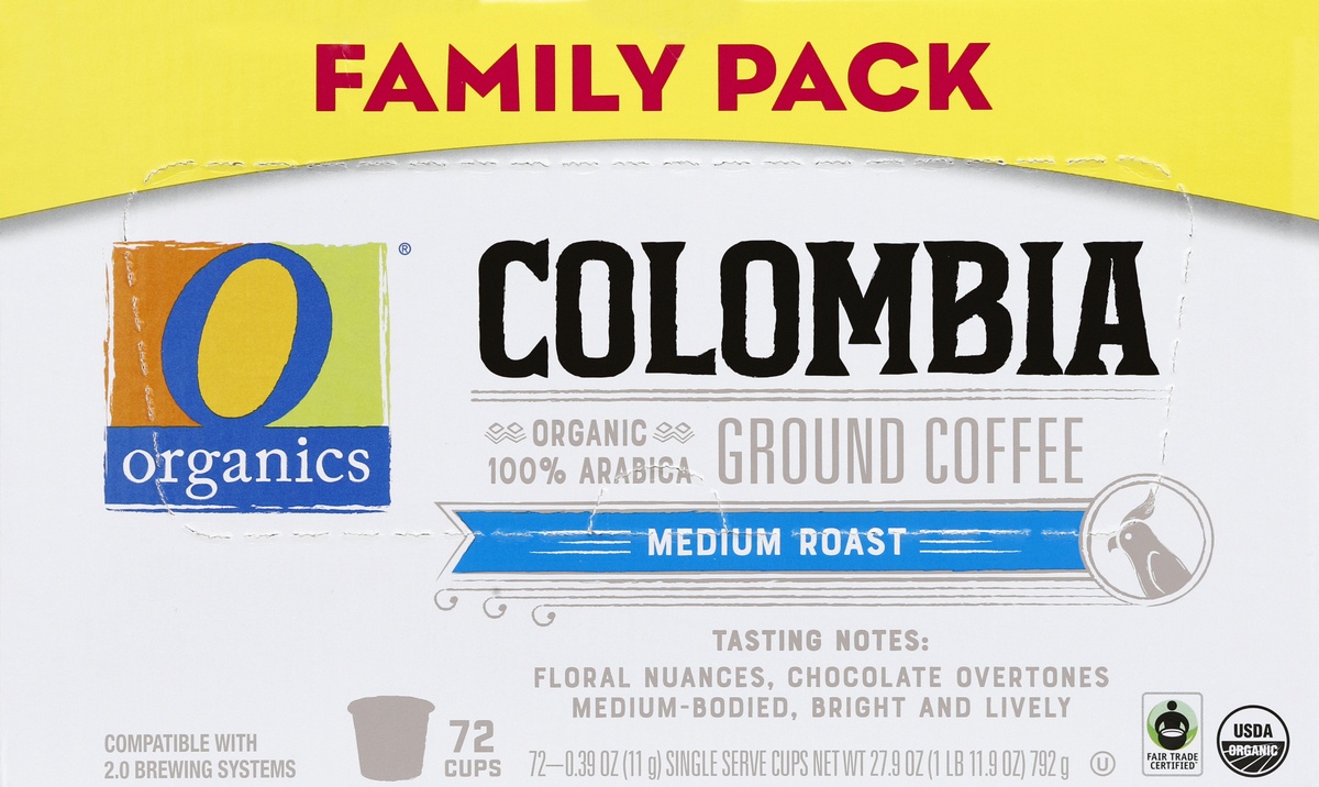 slide 3 of 4, O Orgnc Coffee Pods Colombia Med Roast, 72 ct