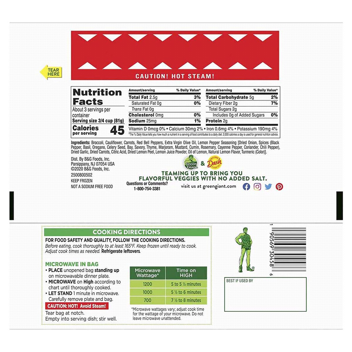 slide 2 of 2, Green Giant Simply Steam Seasoned Veggies, Lemon Pepper Vegetable Medley, 9.5 oz (Frozen), 9.5 oz