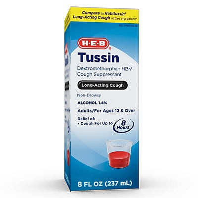 slide 1 of 1, H-E-B Tussin Cough Suppressant, 8 oz