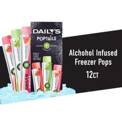 Daily's Poptails Alcohol Infused Freezer Pops Variety Pack, Strawberry, Green Apple and Watermelon, 12 Count