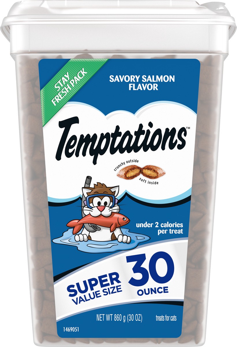 slide 2 of 9, Temptations Savory Salmon Flavor Crunchy Cat Treats - 30oz, 30 oz