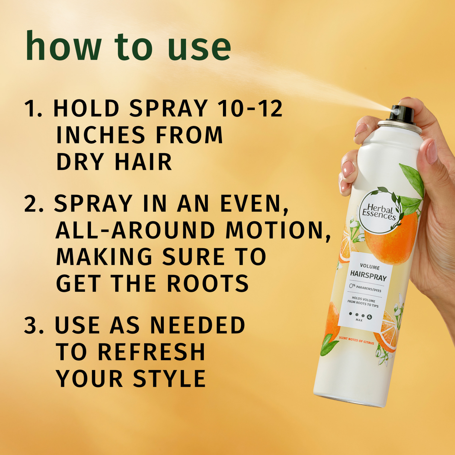 slide 3 of 5, Herbal Essences Volume Hairspray, Lightweight, Maximum Hold Hair Spray for Fine Hair, 24 Hour Hold, 12.8 fl oz, 8 oz