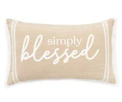 "Simply Blessed" Natural Beige Lumbar Throw Pillow