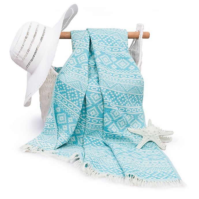 slide 4 of 5, Linum Home Textiles Sea Breeze Pestemal Beach Towel - Turquoise, 1 ct