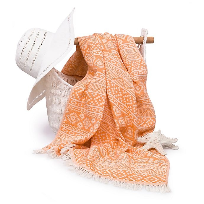 slide 5 of 5, Linum Home Textiles Sea Breeze Pestemal Beach Towel - Orange, 1 ct