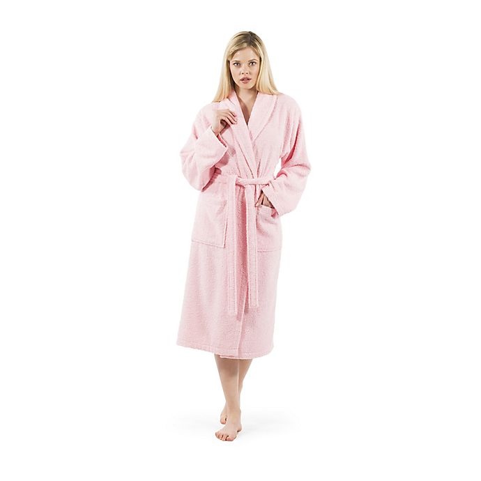 slide 2 of 2, Linum Home Textiles Small/Medium Turkish Cotton Terry Unisex Bathrobe - Pink, 1 ct