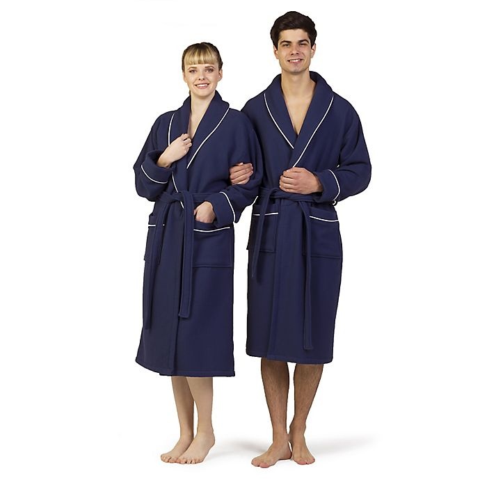 slide 2 of 5, Linum Home Textiles Large/Extra-Large Waffle Terry Turkish Cotton Unisex Bathrobe - Navy, 1 ct