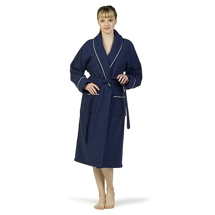 slide 3 of 5, Linum Home Textiles Large/Extra-Large Waffle Terry Turkish Cotton Unisex Bathrobe - Navy, 1 ct