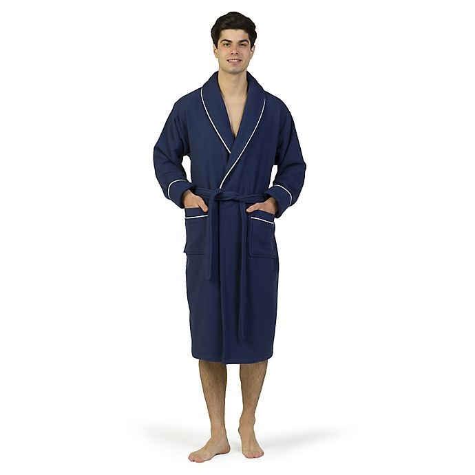 slide 4 of 5, Linum Home Textiles Large/Extra-Large Waffle Terry Turkish Cotton Unisex Bathrobe - Navy, 1 ct