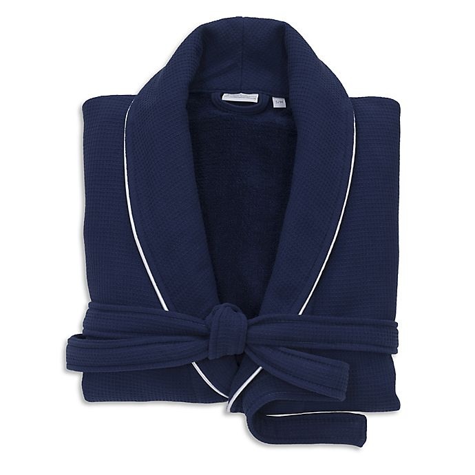 slide 1 of 5, Linum Home Textiles Large/Extra-Large Waffle Terry Turkish Cotton Unisex Bathrobe - Navy, 1 ct