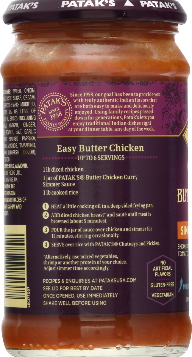 slide 5 of 13, Patak's Mild Butter Chicken Curry Simmer Sauce 15 oz, 15 oz
