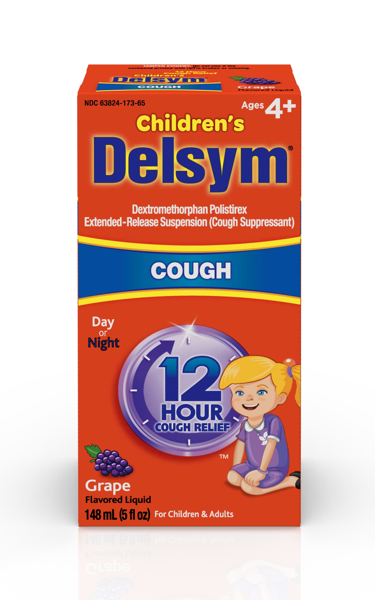 slide 1 of 1, Delsym Childrens 12 Hour Grape Cough Suppressant Liquid, 5 fl oz