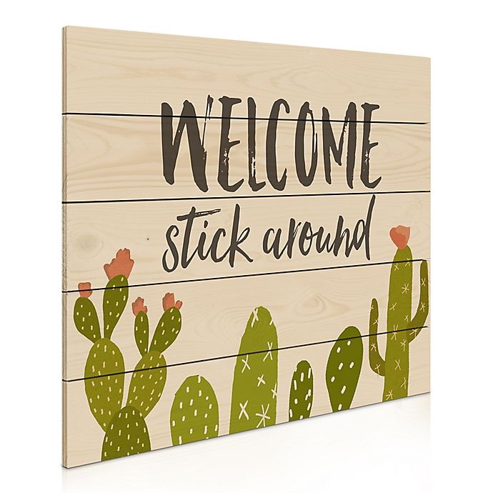 slide 2 of 3, Designs Direct Welcome Stick Around" Pallet Wood Art", 1 ct