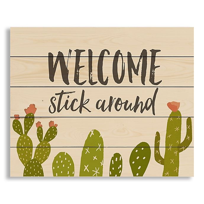 slide 1 of 3, Designs Direct Welcome Stick Around" Pallet Wood Art", 1 ct