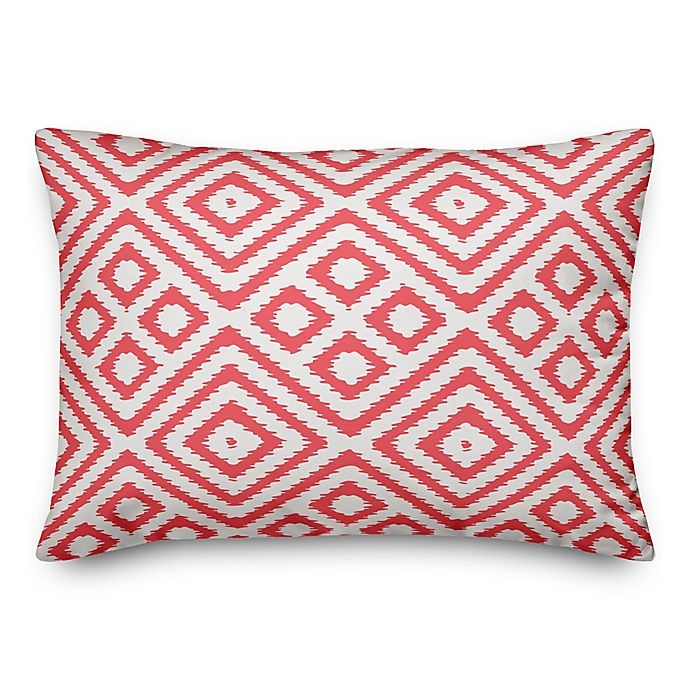 slide 1 of 1, Designs Direct Coral Ikat Indoor/Outdoor Oblong Throw Pillow - Coral/White, 1 ct