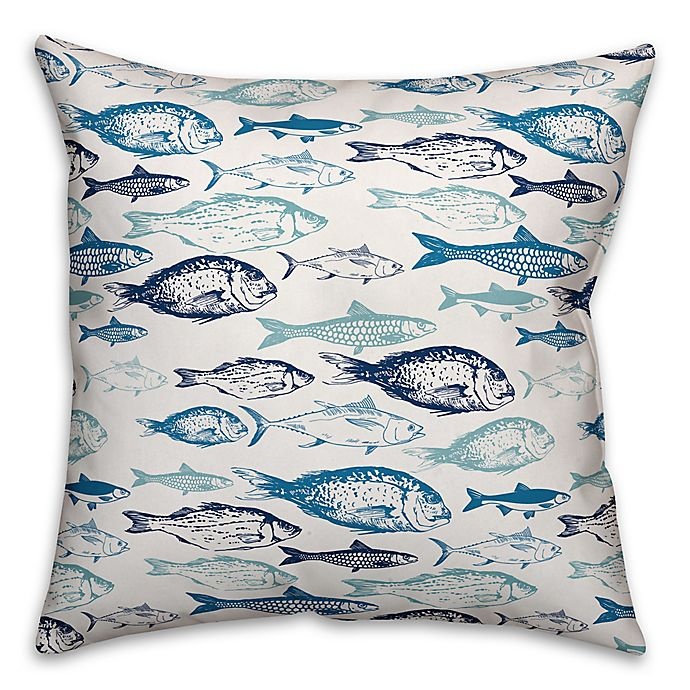 slide 1 of 1, Designs Direct School of Blue Fish Square Outdoor Throw Pillow, 1 ct