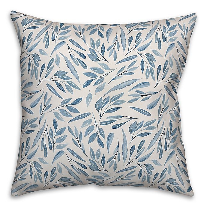 slide 1 of 1, Designs Direct Watercolor Leaves Square Throw Pillow - Blue, 1 ct