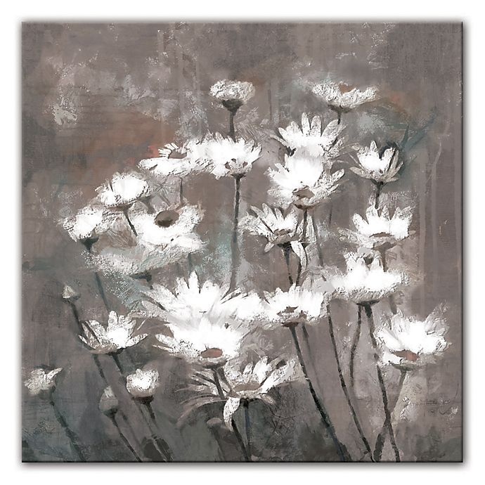 slide 1 of 1, Designs Direct Floral Square Canvas Wall Art - White/Grey, 30 in