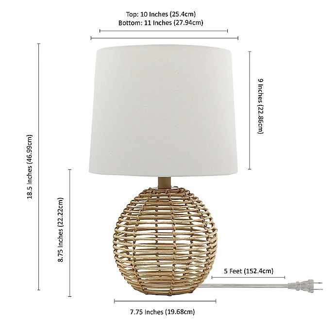 slide 2 of 4, Designs Direct Direct Designs Brown Rattan Table Lamp with Linen Shade, 18.5 in