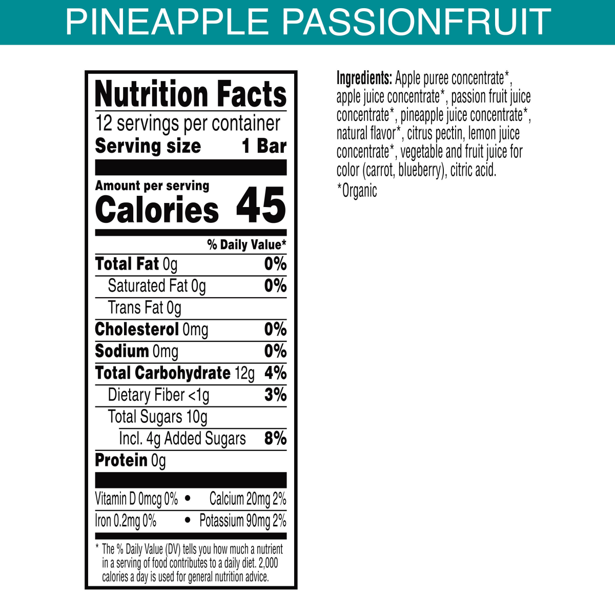 slide 8 of 29, Pure Organic Layered Fruit Bars, Pineapple Passionfruit, 6.2 oz, 12 Count, 6.2 oz