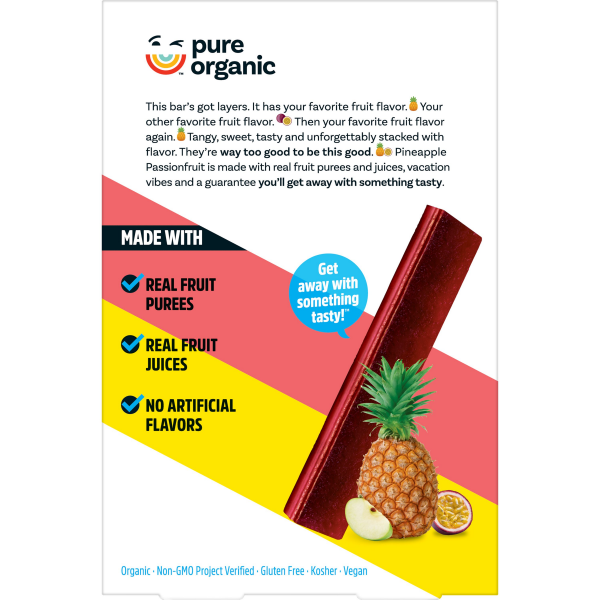 slide 12 of 29, Pure Organic Layered Fruit Bars, Pineapple Passionfruit, 6.2 oz, 12 Count, 6.2 oz