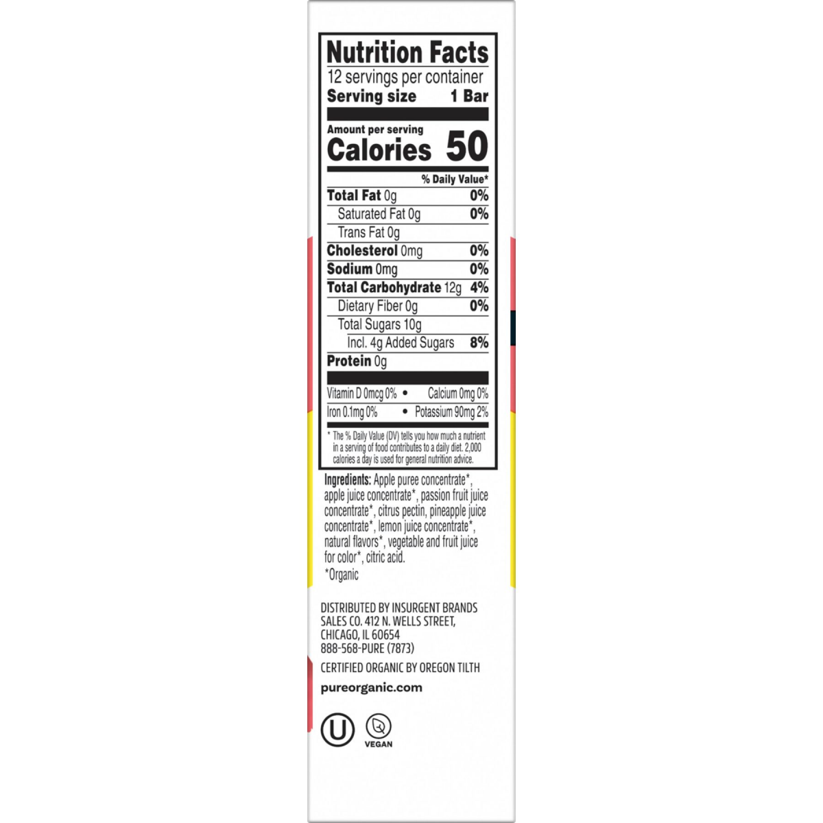 slide 2 of 5, Pure Organic, Layered Fruit Bars, Pineapple Passionfruit, Gluten Free and Vegan Fruit Snacks, 6.2oz Box, 12 Count, 6.2 oz