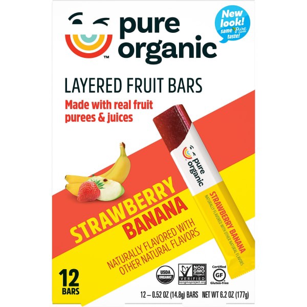 slide 22 of 29, Pure Organic Layered Fruit Bars, Strawberry Banana, 6.2 oz, 12 Count, 6.2 oz