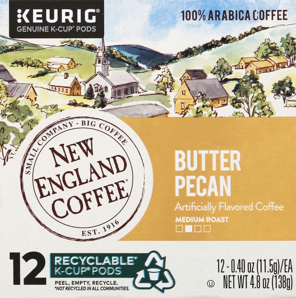 slide 7 of 12, New England Coffee 100% Arabica Medium Roast K-Cup Pods Butter Pecan Coffee 12 - 0.40 oz Pods, 12 ct