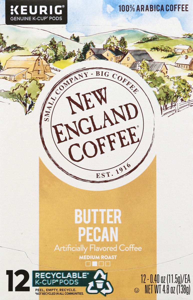 slide 5 of 12, New England Coffee 100% Arabica Medium Roast K-Cup Pods Butter Pecan Coffee 12 - 0.40 oz Pods, 12 ct