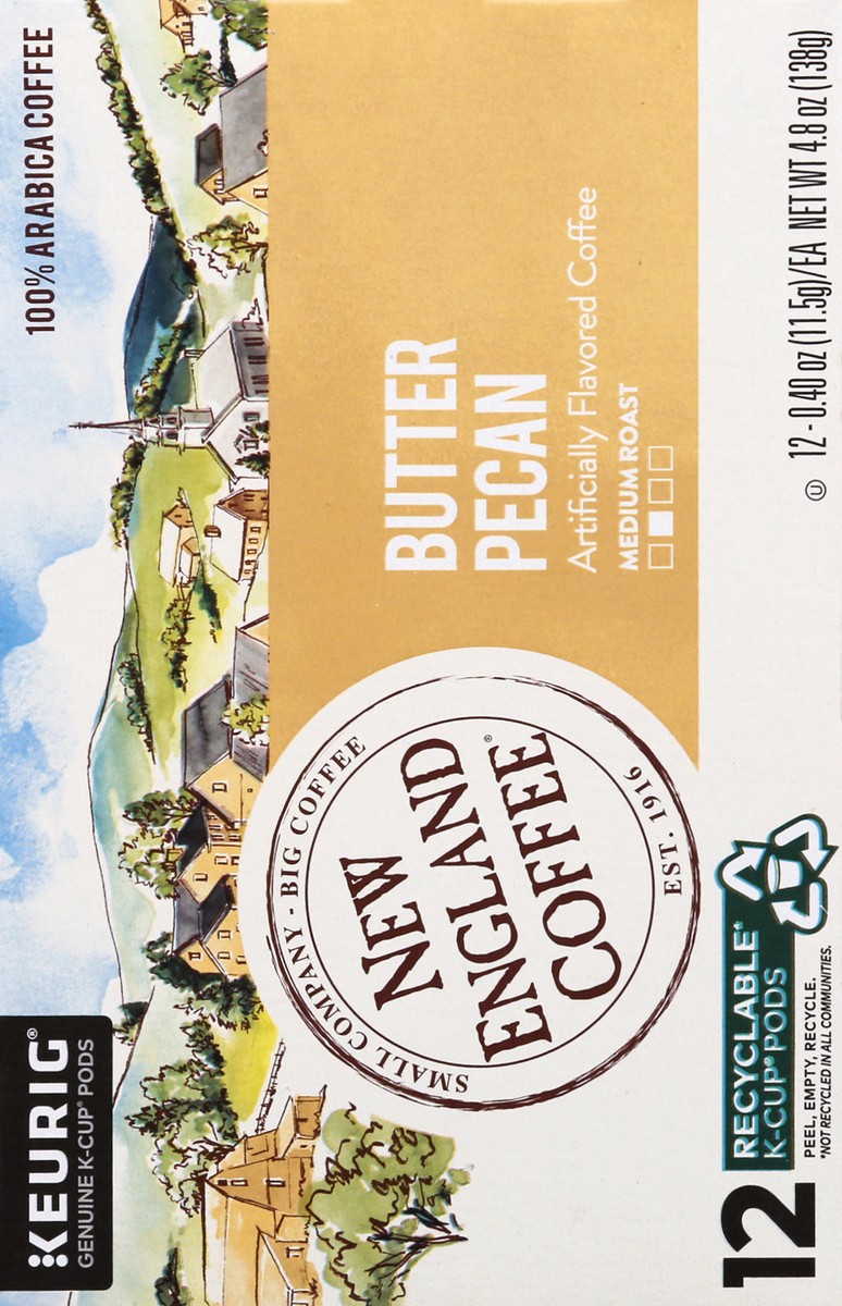 slide 4 of 12, New England Coffee 100% Arabica Medium Roast K-Cup Pods Butter Pecan Coffee 12 - 0.40 oz Pods, 12 ct