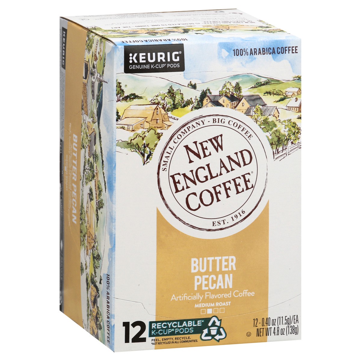 slide 9 of 12, New England Coffee 100% Arabica Medium Roast K-Cup Pods Butter Pecan Coffee 12 - 0.40 oz Pods, 12 ct