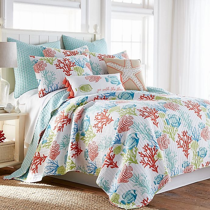 slide 1 of 3, Coastal Living Nikoleta Reversible Full/Queen Quilt Set, 3 ct