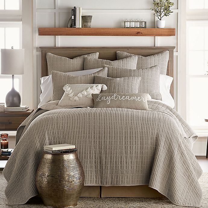 slide 1 of 8, Levtex Home Mills Waffle Twin Quilt Set - Taupe, 2 ct