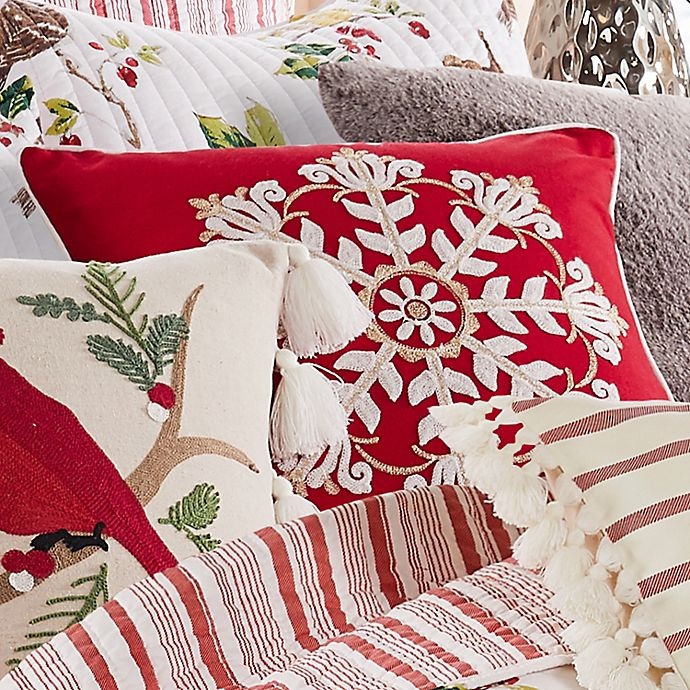 slide 2 of 6, Levtex Home Thatch Home Joy Birds Snowflake Medallion Square Throw Pillow - Red, 1 ct