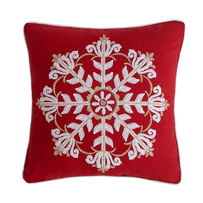 slide 1 of 6, Levtex Home Thatch Home Joy Birds Snowflake Medallion Square Throw Pillow - Red, 1 ct