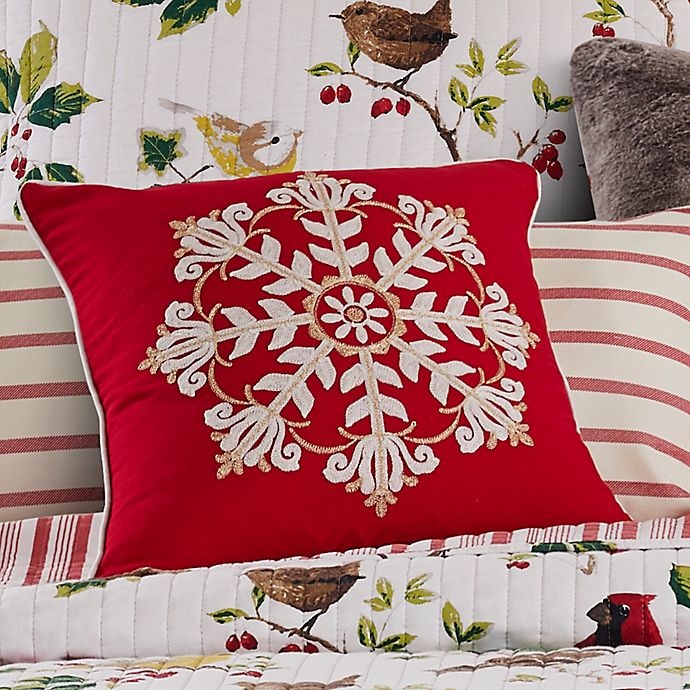 slide 5 of 6, Levtex Home Thatch Home Joy Birds Snowflake Medallion Square Throw Pillow - Red, 1 ct