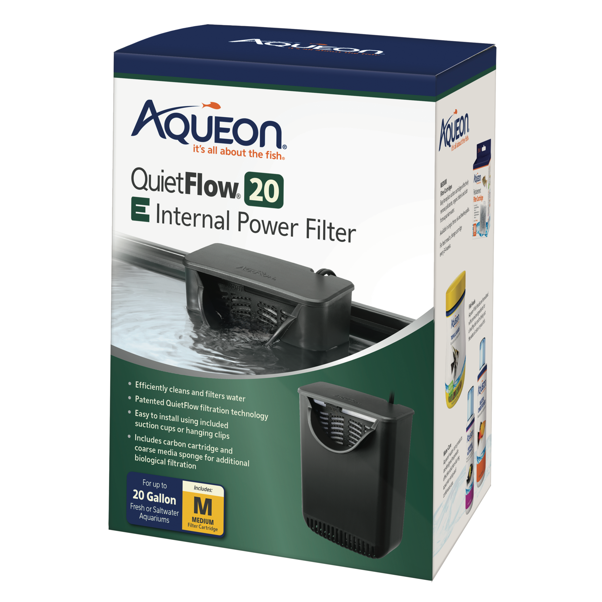 slide 1 of 10, Aqueon QuietFlow E Internal Power Filter Medium - 20 Gallon, 1 ct