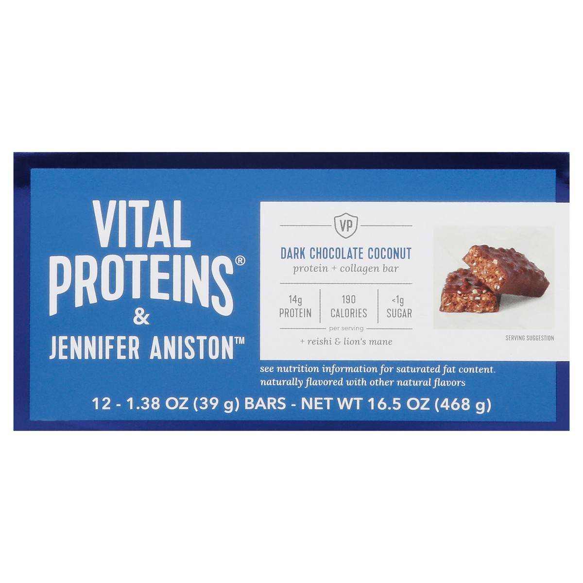 slide 9 of 15, Vital Proteins & Jennifer Aniston Dark Chocolate Coconut Protein + Collagen Bar 12 - 1.38 oz Bars, 12 ct