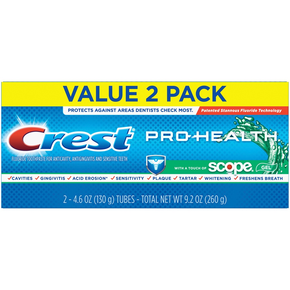 slide 1 of 1, Crest Pro-health With A Touch Of Scope Whitening Toothpaste, 2 ct; 4.6 oz