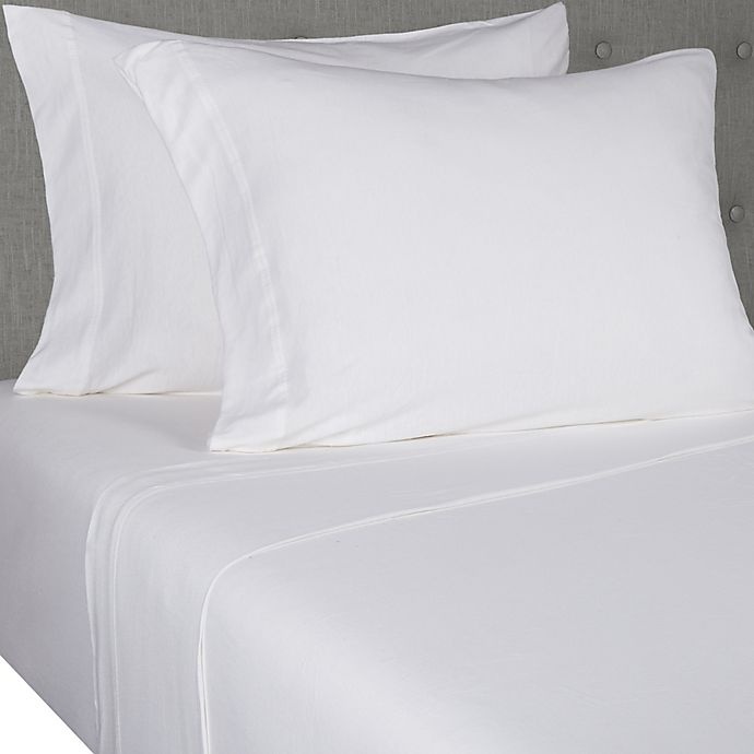 slide 1 of 4, Simply Essential Heathered Jersey Twin Sheet Set - White, 1 ct