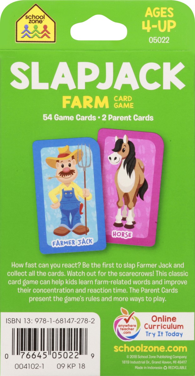 slide 8 of 8, School Zone SlapJack Farm Card Game, 1 ct