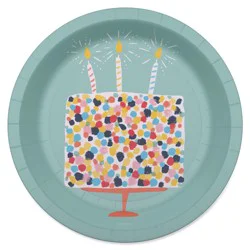 American Greetings Birthday Cake on Green 7" Paper Plates