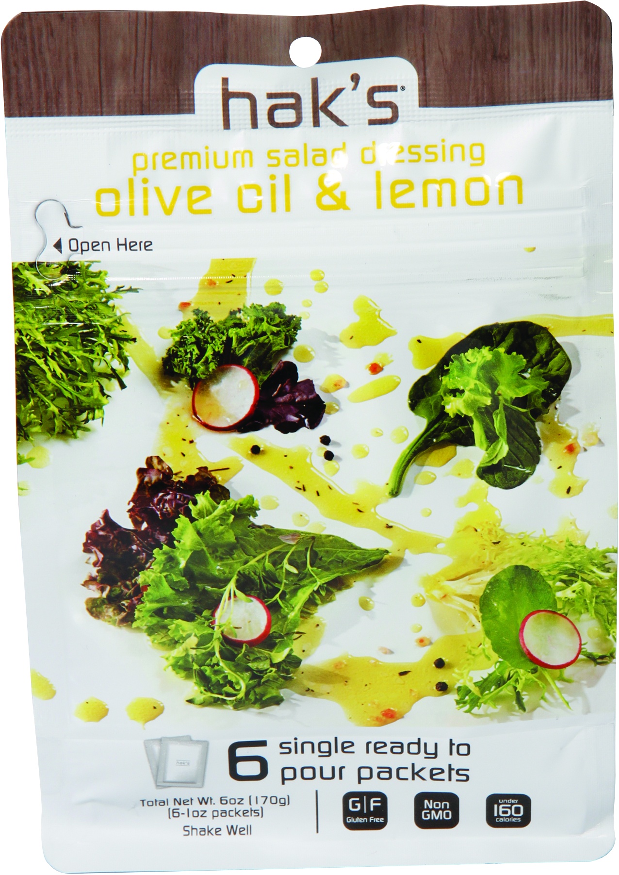 slide 1 of 1, Hak's Olive Oil & Lemon Ultra Premium Salad Dressing Packets, 6 ct; 1 fl oz