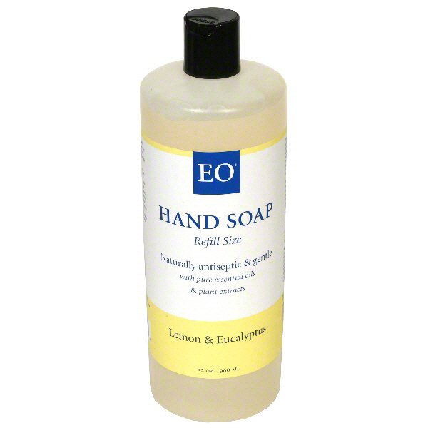slide 1 of 1, EO Lemon & Eucalyptus Liquid Hand Soap, 32 fl oz