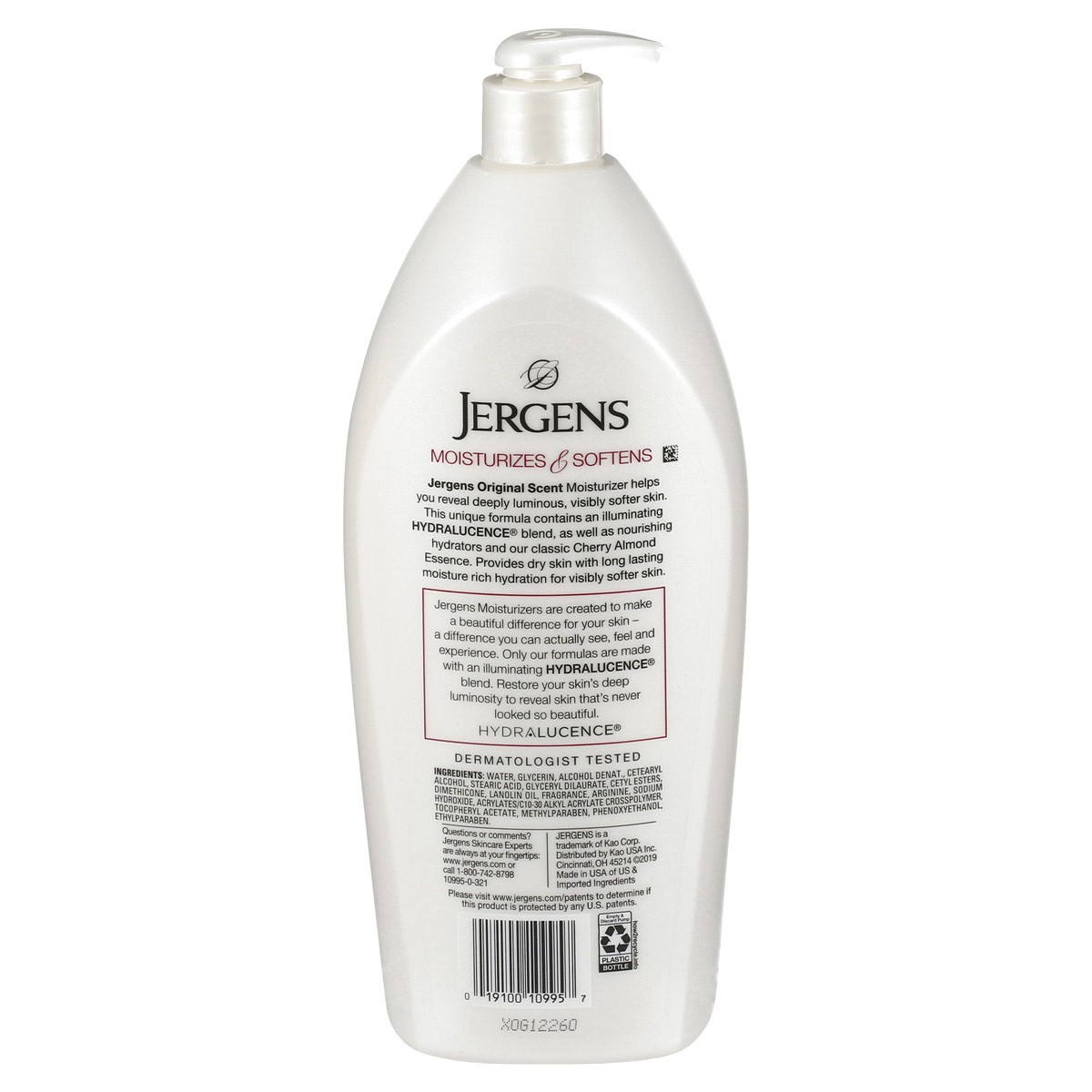 slide 2 of 2, Jergens Original Scent Dry Skin Body Lotion, Hand and Body Moisturizer, for Long Lasting Skin Hydration, with HYDRALUCENCE blend and Cherry Almond Essence, 32 Oz, 32 fl oz