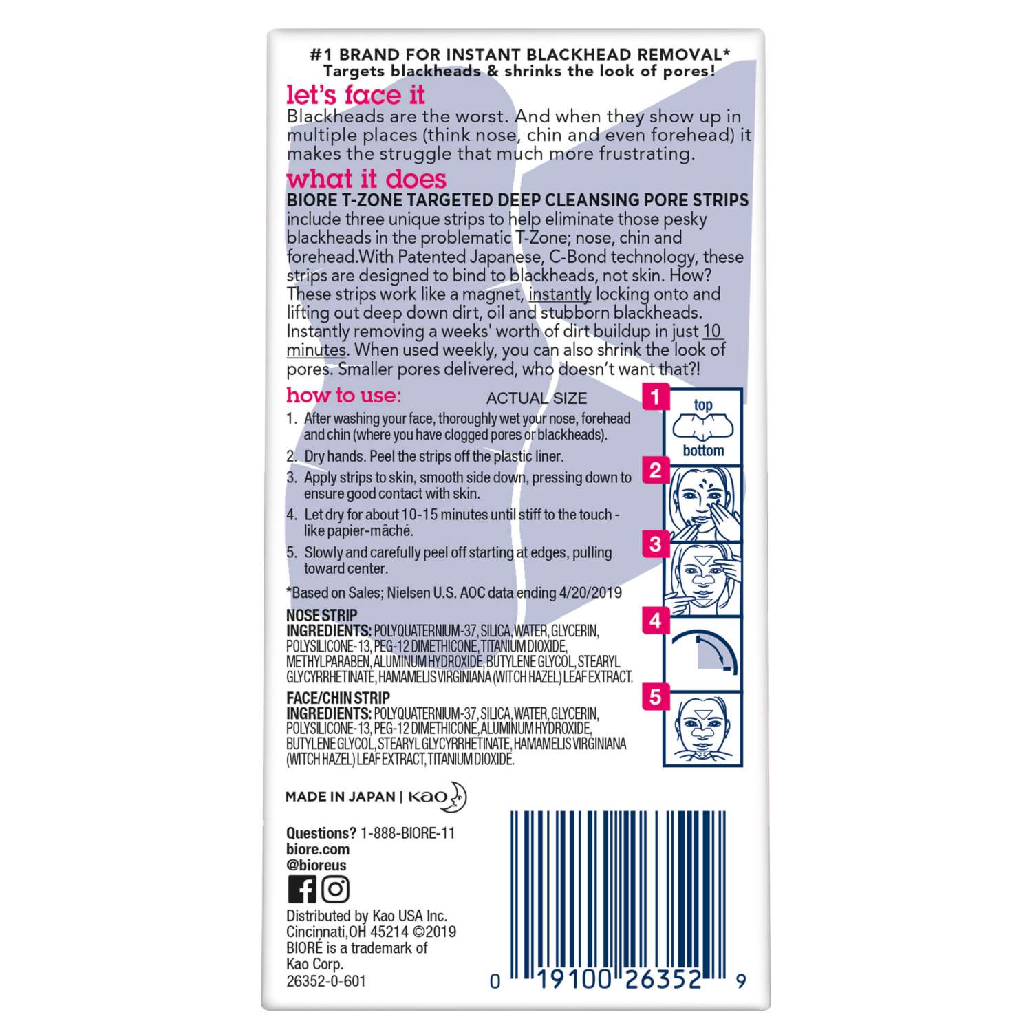 slide 6 of 8, Biore T-Zone Blackhead Remover Deep Cleansing Pore Strips, (5 Nose + 5 Face + 5 Chin Pore Strips), Blackhead Pore Strips For The T-Zone Area, 15 Count, 15 ct