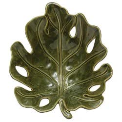 Creative Co-Op Monstera Leaf Stoneware Bowl