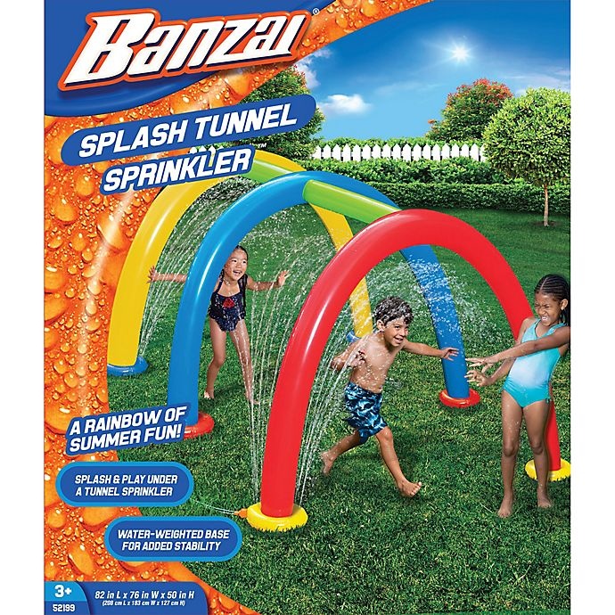 slide 3 of 3, Banzai Splash & Play Tunnel Multicolor Sprinkler, 1 ct