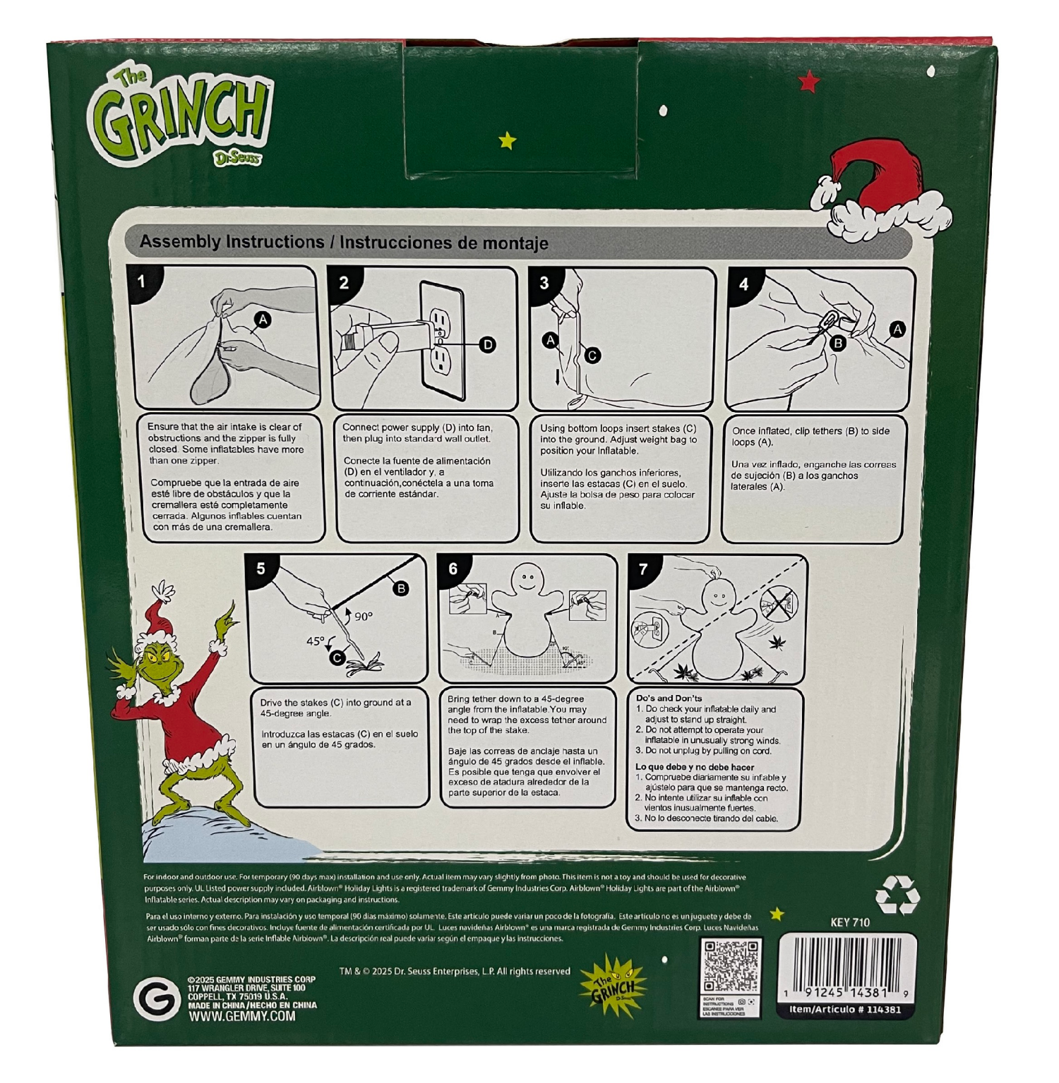 slide 2 of 8, Airblown Lights Grinch in Who-Ville Sweater-SM-Dr. Seuss, 48.03 in