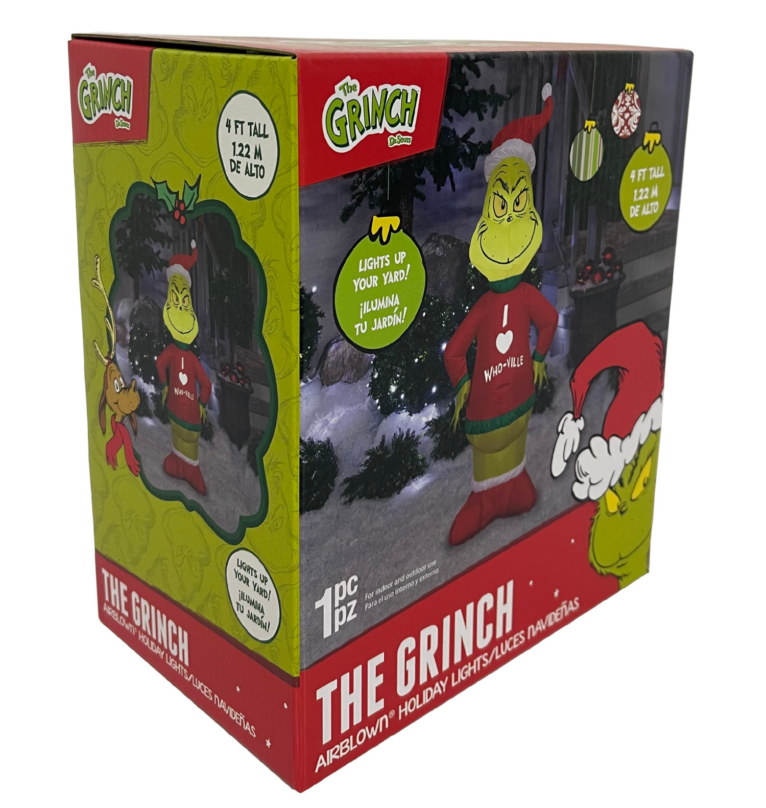 slide 6 of 8, Airblown Lights Grinch in Who-Ville Sweater-SM-Dr. Seuss, 48.03 in